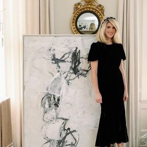 Rhode Resort Black Velvet Midi Dress